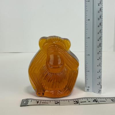 -235- VIKING | See No Evil Amber Monkey Paperweight Figure