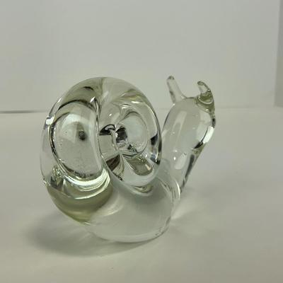 -238- ART GLASS | Clear glass Snail Figure