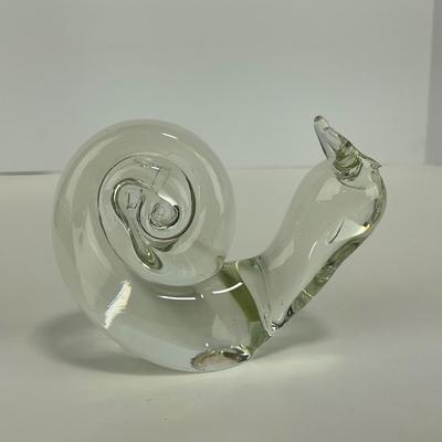 -238- ART GLASS | Clear glass Snail Figure