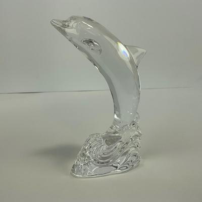 -239- WATERFORD | Clear Glass Dolphin Figure | Marked