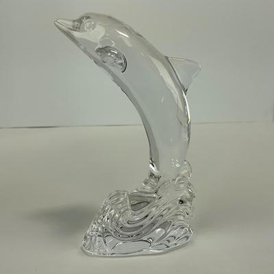 -239- WATERFORD | Clear Glass Dolphin Figure | Marked