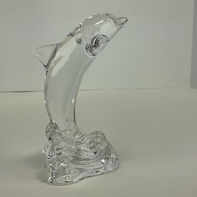 -239- WATERFORD | Clear Glass Dolphin Figure | Marked