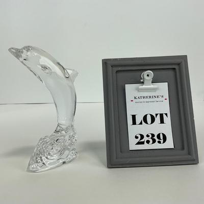 -239- WATERFORD | Clear Glass Dolphin Figure | Marked
