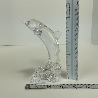 -239- WATERFORD | Clear Glass Dolphin Figure | Marked