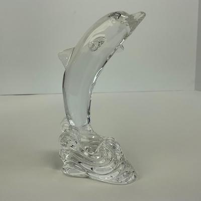 -239- WATERFORD | Clear Glass Dolphin Figure | Marked