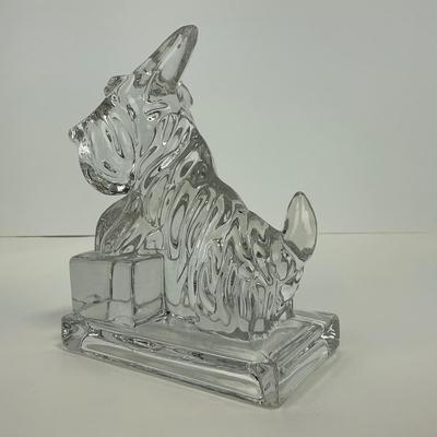 -240- MOSSER | Clear Glass Scotty Dog Bookend