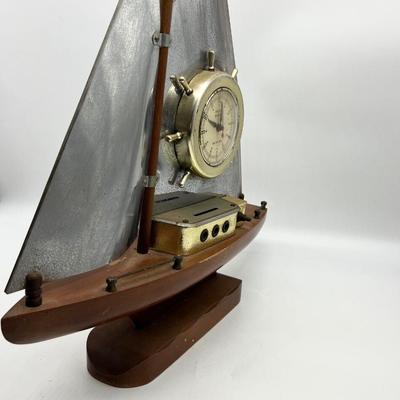 Gibraltar Mfg. CO Metal & Wood Sailboat Clock