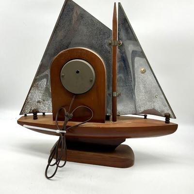 Gibraltar Mfg. CO Metal & Wood Sailboat Clock