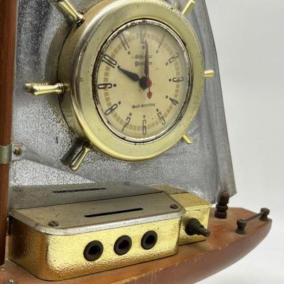 Gibraltar Mfg. CO Metal & Wood Sailboat Clock