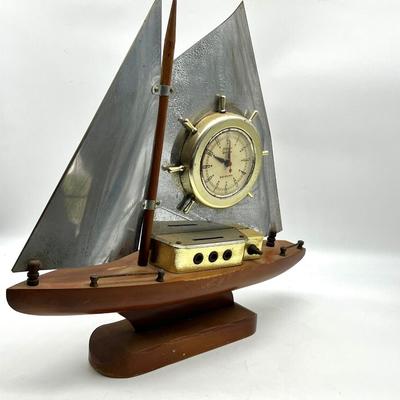 Gibraltar Mfg. CO Metal & Wood Sailboat Clock