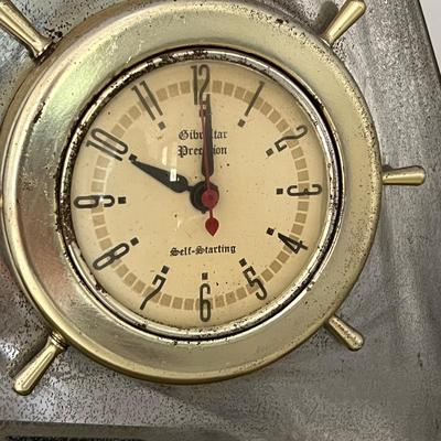 Gibraltar Mfg. CO Metal & Wood Sailboat Clock