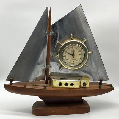 Gibraltar Mfg. CO Metal & Wood Sailboat Clock