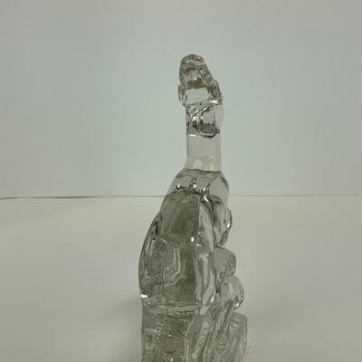 -242- NEW MARTINSVILLE | Clear Glass Leaping Gazelle Bookend