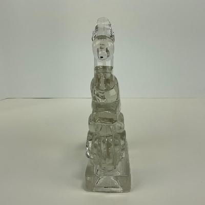 -242- NEW MARTINSVILLE | Clear Glass Leaping Gazelle Bookend