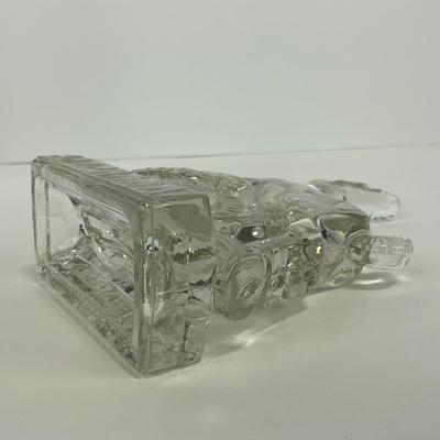 -242- NEW MARTINSVILLE | Clear Glass Leaping Gazelle Bookend