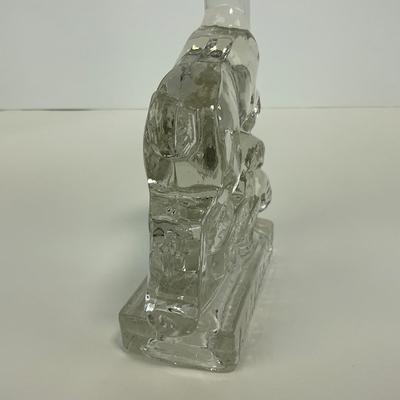 -242- NEW MARTINSVILLE | Clear Glass Leaping Gazelle Bookend