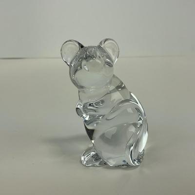 -244- DAUM | France Clear Glass Crystal Mouse Figure | Signed