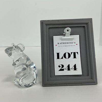 -244- DAUM | France Clear Glass Crystal Mouse Figure | Signed