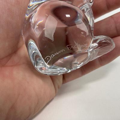 -244- DAUM | France Clear Glass Crystal Mouse Figure | Signed