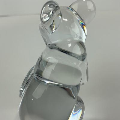 -244- DAUM | France Clear Glass Crystal Mouse Figure | Signed