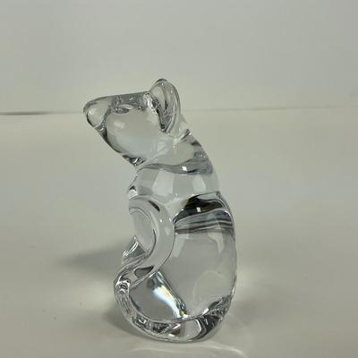 -244- DAUM | France Clear Glass Crystal Mouse Figure | Signed