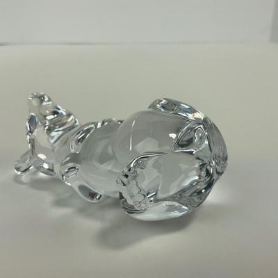 -244- DAUM | France Clear Glass Crystal Mouse Figure | Signed