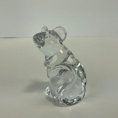 -244- DAUM | France Clear Glass Crystal Mouse Figure | Signed