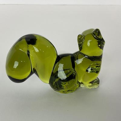 -245- FOSTORIA | Olive Green Squirrel Figure | Stretched Out