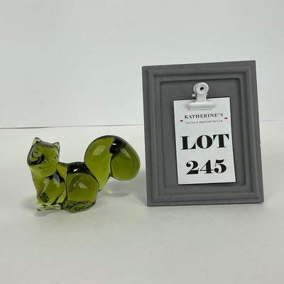 -245- FOSTORIA | Olive Green Squirrel Figure | Stretched Out