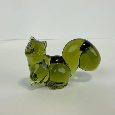 -245- FOSTORIA | Olive Green Squirrel Figure | Stretched Out