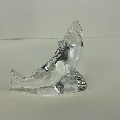 -246- ROYAL COPENHAGEN | Clear Glass Fish Figure | Signed & Stickered