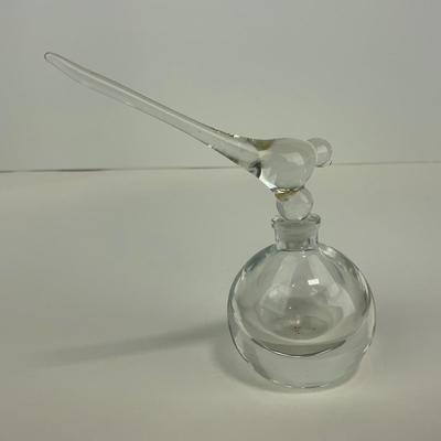 -250- COLLECTIBLE | Clear Glass Perfume Bottle Bird Figure