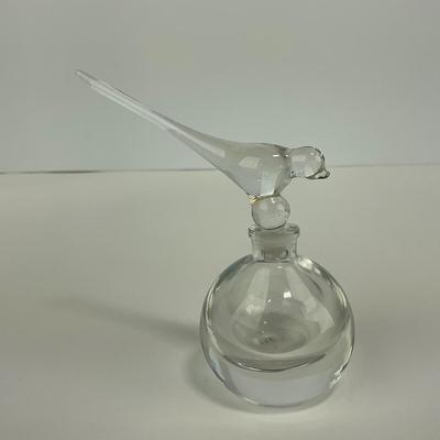 -250- COLLECTIBLE | Clear Glass Perfume Bottle Bird Figure