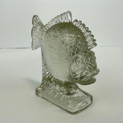 -251- COLLECTIBLE | Clear Glass Deep Sea Fish Bookend