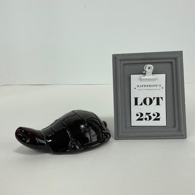 -252- UNMARKED | Ruby Red Turtle Paperweight Figure