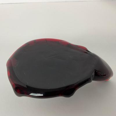 -252- UNMARKED | Ruby Red Turtle Paperweight Figure