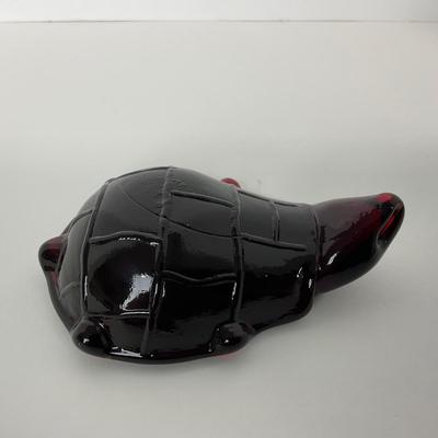 -252- UNMARKED | Ruby Red Turtle Paperweight Figure