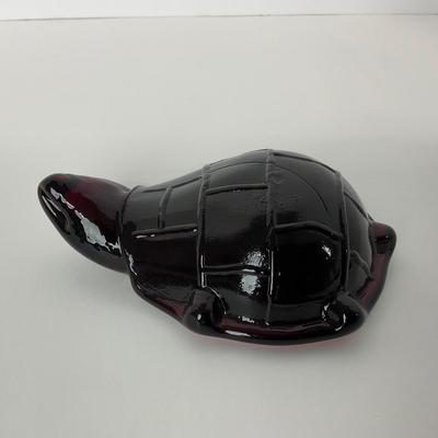 -252- UNMARKED | Ruby Red Turtle Paperweight Figure