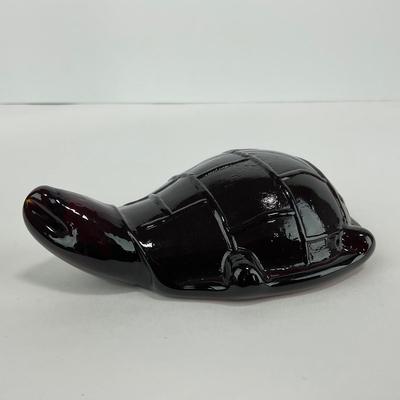 -252- UNMARKED | Ruby Red Turtle Paperweight Figure