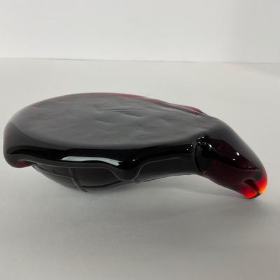 -252- UNMARKED | Ruby Red Turtle Paperweight Figure