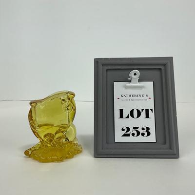 -253- HEISEY | By Imperial Sunshine Yellow Fish Matchbox Holder