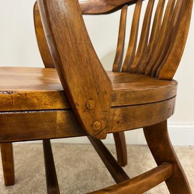 Vintage Slatted Back Walnut Bankers Chair