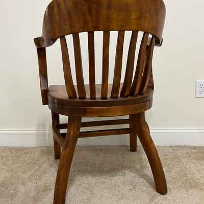 Vintage Slatted Back Walnut Bankers Chair
