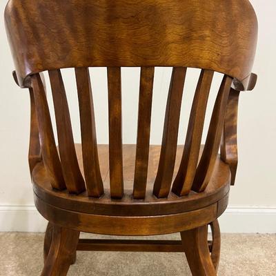 Vintage Slatted Back Walnut Bankers Chair
