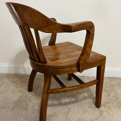 Vintage Slatted Back Walnut Bankers Chair
