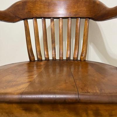 Vintage Slatted Back Walnut Bankers Chair