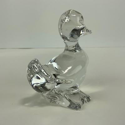 -257- FOSTORIA | Clear Glass momma Duck & Duckling Figures