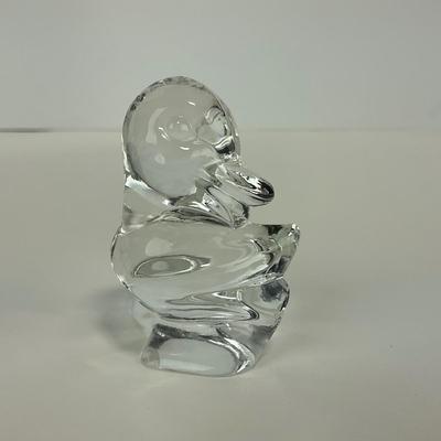 -257- FOSTORIA | Clear Glass momma Duck & Duckling Figures