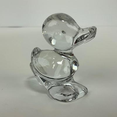 -257- FOSTORIA | Clear Glass momma Duck & Duckling Figures