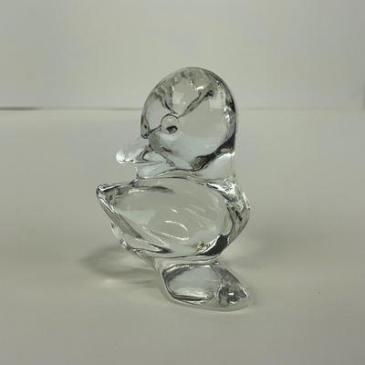 -257- FOSTORIA | Clear Glass momma Duck & Duckling Figures
